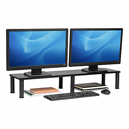 Mind Reader Dual-Monitor Stand, 6-1/2"H x 11"W x 38-1/2"D, Black