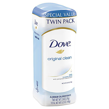 Dove Invisible Solid Original Scent Antiperspirant Deodorant, 2.6 Oz, Pack Of 2 Deodorants