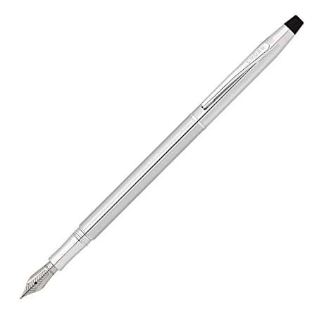 Cross® Classic® Century® Fountain Pen, Medium Point, 1.0 mm, Chrome Barrel, Black Ink