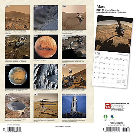 2024 Brown Trout Monthly Square Wall Calendar, 12" x 12", Mars, January