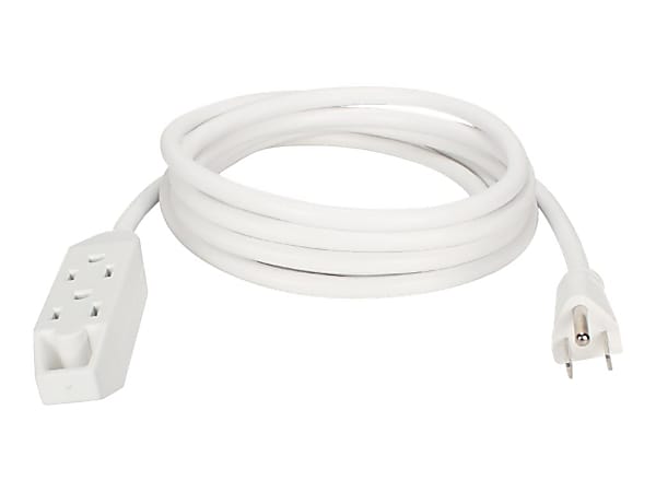 QVS Power Extension Cord - Power strip - AC 125 V - 1625 Watt - input: NEMA 5-15P - output connectors: 3 (NEMA 5-15) - 25 ft cord - white