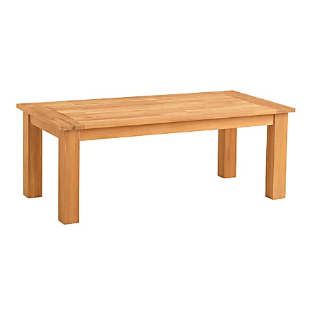 Linon Clemmett Wood Outdoor Furniture Coffee Table, 18"H x 48"W x 24"D, Teak
