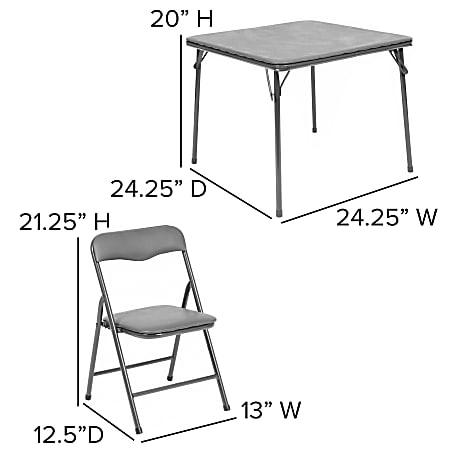 Flash Furniture Kids Colorful Folding Table And 4 Chairs Gray