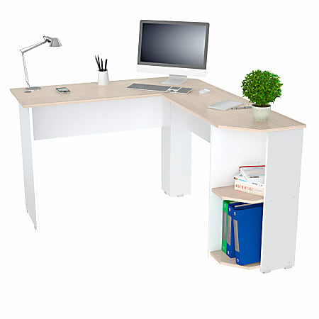Inval Merlin 48 W L Shaped Corner Desk WhiteMaple ODP Business