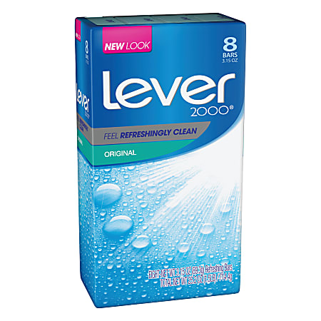 Lever 2000 Solid Hand Soap, Original Scent, 3.15 Oz, Carton Of 8 Bars