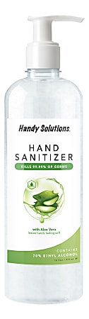 Handy Solutions Antibacterial Gel Hand Sanitizer With Aloe, Scented, 16 Oz Pump Bottle, FDA Registered And Listed