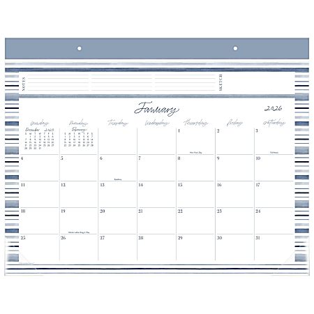Leah Bisch™ for Cambridge® 2026 Monthly Desk Pad Calendar, Stripe, Standard, 21 3/4" x 17"