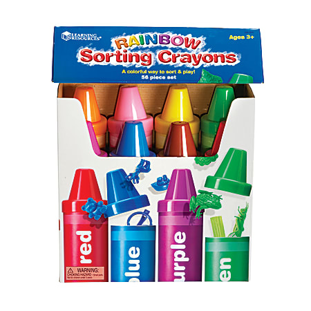 Learning Resources® Rainbow Sorting Crayons, 9 1/2" x 2 1/2", Assorted Colors, Pre-K - Grade 2, Pack Of 8