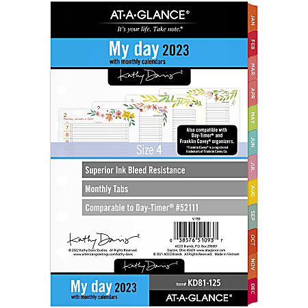 AT-A-GLANCE Kathy Davis 2023 RY Daily Monthly Planner Refill, Loose-Leaf, Desk Size, 5 1/2" x 8 1/2"