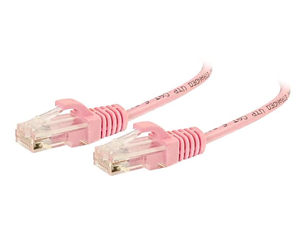 C2G 1ft Cat6 Snagless Unshielded (UTP) Slim Ethernet Cable - Cat6 Network Patch Cable - PoE - Pink - 1 ft Category 6 Network Cable  - 01190
