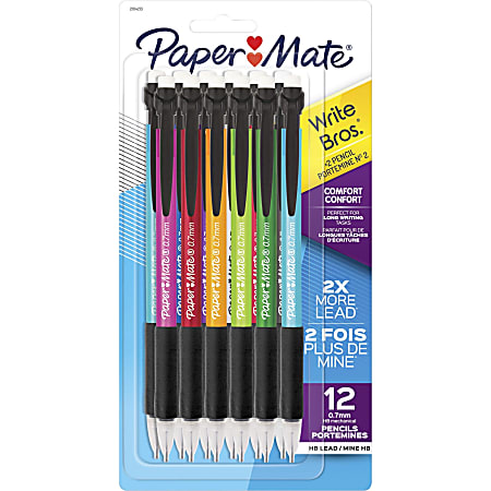 Paper Mate Write Bros. Comfort Mechanical Pencils - #2 Lead - 0.7 mm Lead Diameter - 12 / Dozen