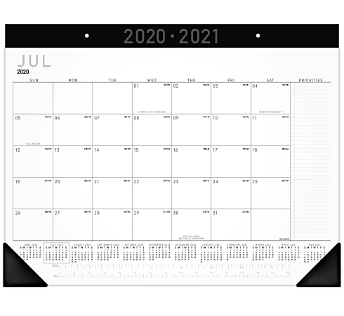 AT-A-GLANCE® Contemporary Monthly Academic Desk Pad Calendar, 21-3/4" x 17", July 2020 To June 2021, AY24X00