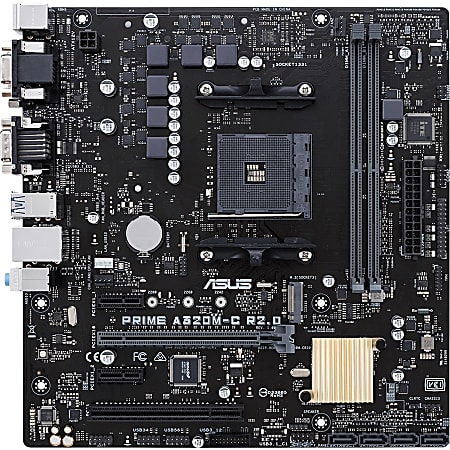 Asus Prime A320M-C R2.0 Desktop Motherboard - AMD Chipset - Socket AM4 - 32 GB DDR4 SDRAM Maximum RAM - UDIMM, DIMM - 2 x Memory Slots - Gigabit Ethernet - 4 x USB 3.1 Port - HDMI - DVI - 4 x SATA Interfaces