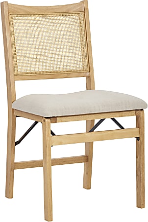 Powell Menlo Rattan Cane Folding Chair, Beige/Natural