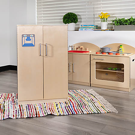Flash Furniture Children's Wooden Kitchen Refrigerator, 34-1/2”H x 20-1/4”W x 15”D, Natural
