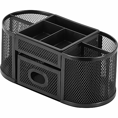 Lorell&reg; Mesh Deluxe Desktop Organizer, Black