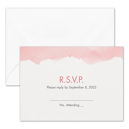 Custom Shaped Wedding & Event Response Cards With Envelopes, 4-7/8" x 3-1/2", Picturesque Watercolor, Box Of 25 Cards