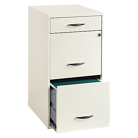 Lorell® 18"D Vertical 3-Drawer File Cabinet, Metal, Pearl White