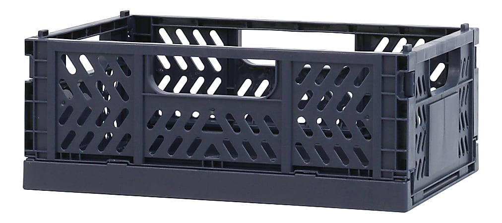 Office Depot® Brand Folding Stacking Storage Crate, 3-5/16”H x 8-5/16”W x 5-3/4”D, Blue
