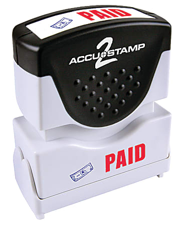 AccuStamp Pre-Ink Message Stamp, "Paid", Blue/Red