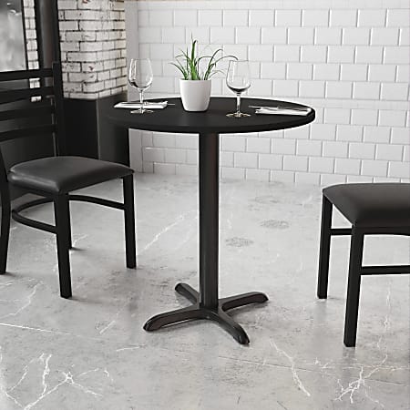 Flash Furniture Round Laminate Table Top With Table Height Base, 31-3/16"H x 30"W x 30"D, Black