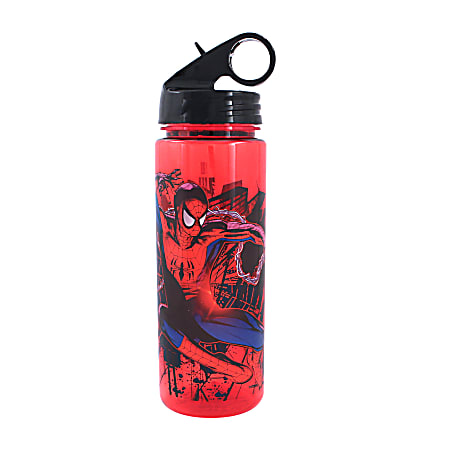 MARVEL Spider-Man Flip-Straw Water Bottle, 20 Oz, Red