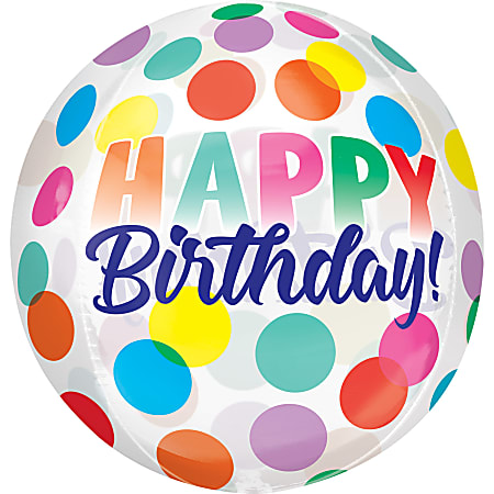 Amscan Birthday Foil Balloon, 16", Orbz Birthday Big Dots