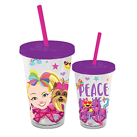 Plastic Cold Cup With Shaped Ice Cubes, 16 Oz, JoJo Siwa Emoji Haters