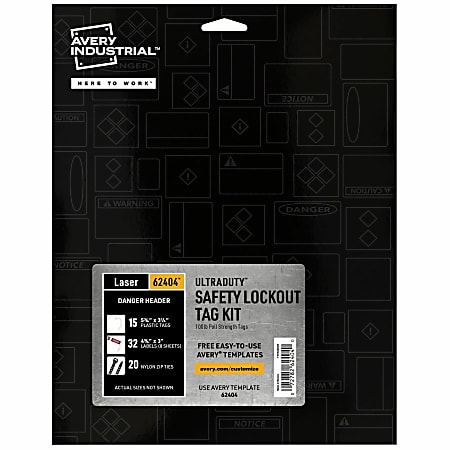 Avery® UltraDuty Hazard Warning Tag Kit - 3.25" Length x 5.75" Width - Plastic, Nylon, Vinyl - White - 1 Pack