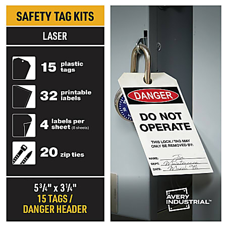 Avery UltraDuty Hazard Warning Tag Kit - 3.25 Avery UltraDuty Hazard Warning Tag Kit - 3.25