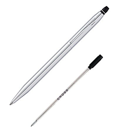 Cross® Click Ballpoint Pen With Refill, Medium Point, 1.0 mm, Chrome Barrel, Black Ink