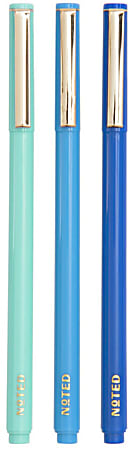 Noted by Post-it® Felt Tip Pens, Fine Point, 0.5 mm, Assorted Barrel Colors, Assorted Ink Colors, Pack Of 3 Pens, NTD8PEN2