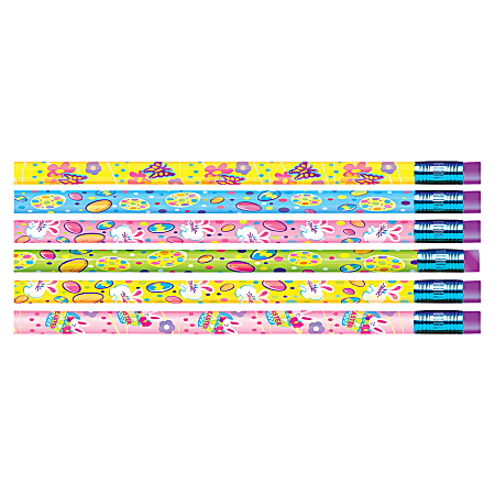 Moon Products Springtime Easter Design Pencils, #2 Lead, Assorted Color Barrel, Pack Of 12 Pencils