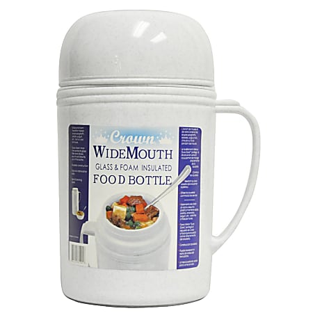 Brentwood Glass VacuumFoam Insulated Food Thermos 33 Oz White - Office Depot