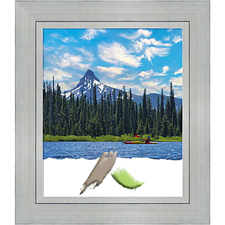 Amanti Art Wood Picture Frame, 27" x 31", Matted For 20" x 24", Romano Silver