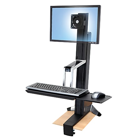 Ergotron® WorkFit-S Single LD Sit-Stand Workstation Desk Riser, 35"H x 27"W x 17 1/2"D, Black