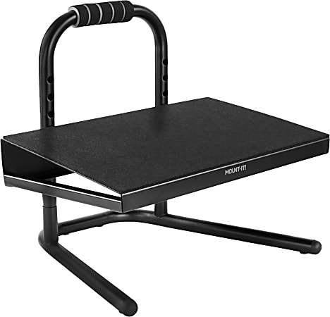 Mount-It! Adjustable Under Desk Footrest With Massaging Rollers, 15-3/4” x 14-7/16”, Black