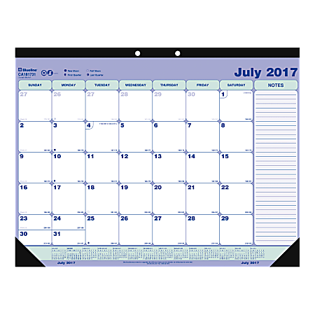 Blueline® 13-Month Academic Desk Pad Calendar, 21 1/4" x 16", 50% Recycled, July 2017 to July 2018