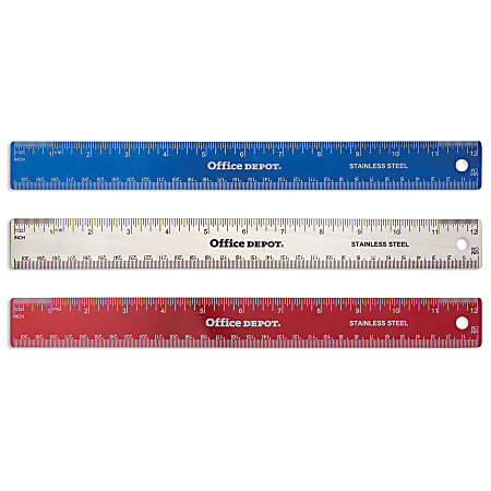 Office Depot Brand Stainless Steel Ruler 12 Assorted Colors