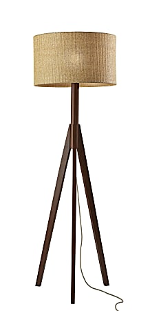 Adesso® Eden Floor Lamp, 59"H, Brown Shade/Walnut Base