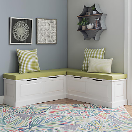 Linon Manning Corner Storage Nook Bench 18 15 H x 62 25 W x 16 12