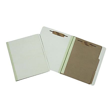 Pressboard Classification Folders, 6-Part, Letter Size, 100% Recycled, Gray/Green (AbilityOne 7530-01-554-7684), Pack Of 10