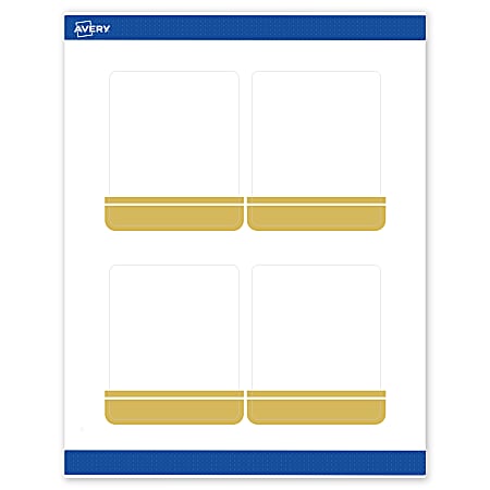 Avery® Print-To-The-Edge Labels With Sure Feed® Technology, S00-DKA-PRWMP10, Rectangle, 4" x 3-1/3", Matte White, Preprinted Double Dipped Gold Edge Design, Pack Of 40