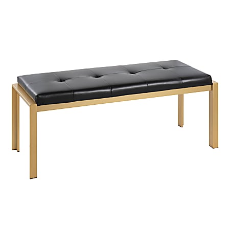 LumiSource Fuji Contemporary Faux Leather Bench, Black/Gold