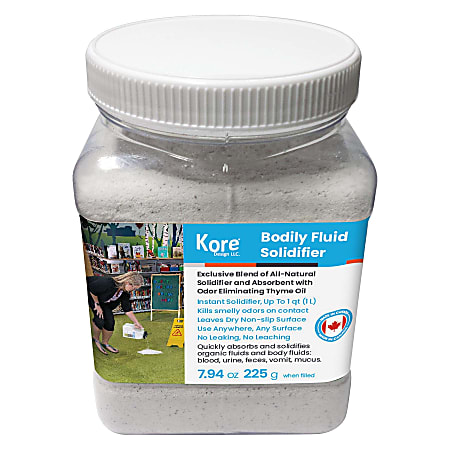 Kore Design Body Fluid Solidfier, Light Weight Absorbent For Absorbing Body Fluids, 1L Jug
