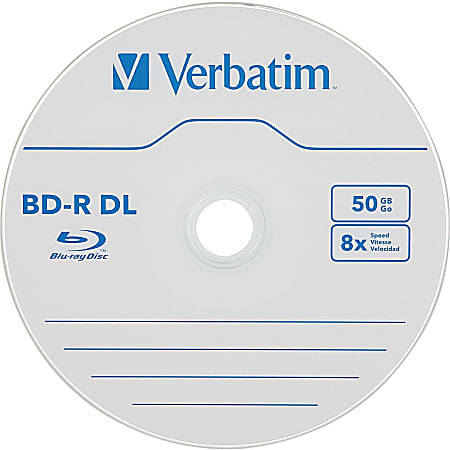 Verbatim BD-R DL 50GB 8X, Verbatim, 10pk Spindle Box Peg Hanger - 50GB - 10pk Spindle Box