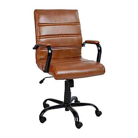 Flash Furniture LeatherSoft™ Faux Leather Mid-Back Office Chair, Brown/Black/Chrome