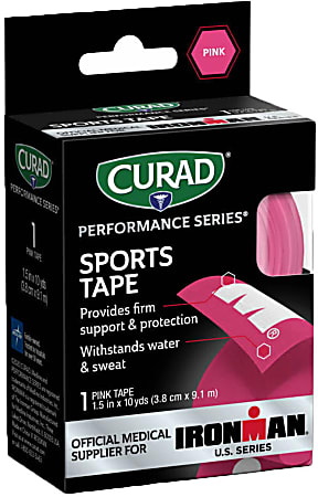 CURAD® IRONMAN Performance Series Sports Tape, 1-1/2" x 10 Yd, Pink, Set Of 24 Rolls