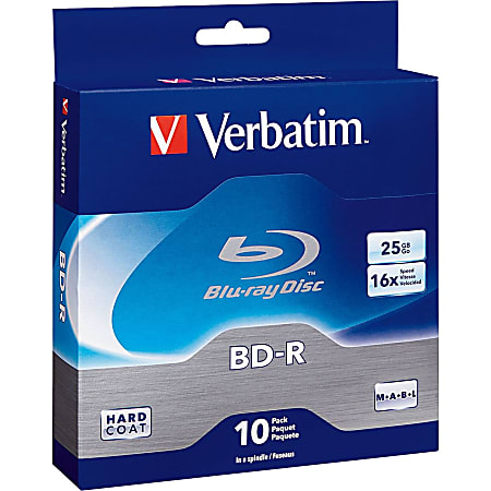 Verbatim BD R 25GB 16X Disc Spindle Box Of 10 - Office Depot