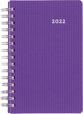 Brownline® Daily DuraFlex Planner, 8" x 5", Purple, January To December 2022, CB634V.PUR